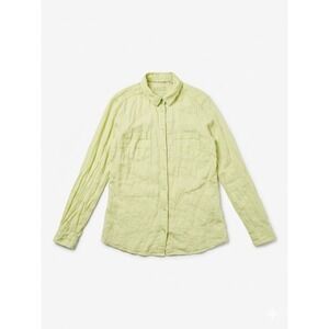 M&S Collection Shirt Women Lime Sz S 100%Pure Linen Button Down Comfy Bright Hit
